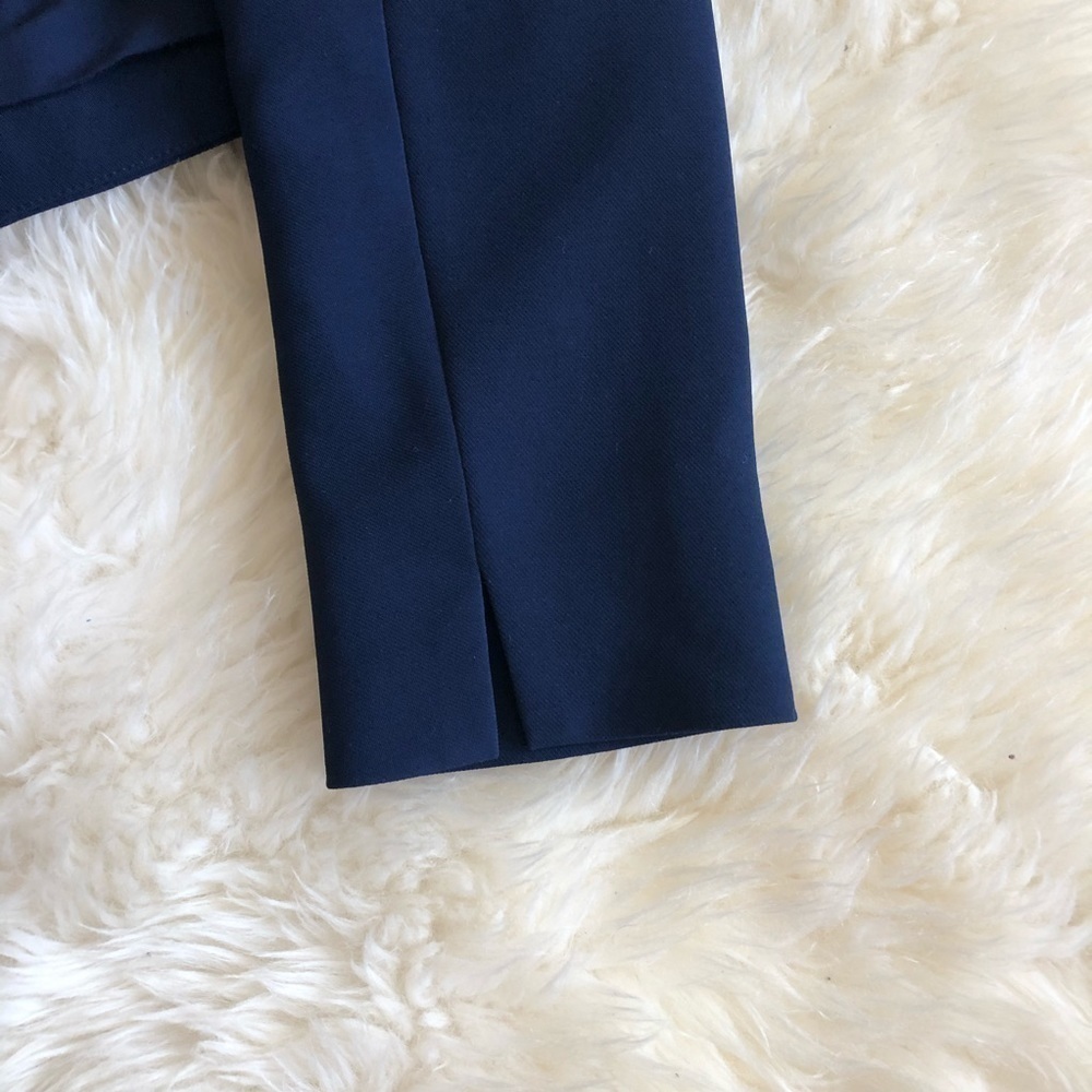 Whbm Cropped Soft Draped Jacket Navy Open Front 6 - image 8